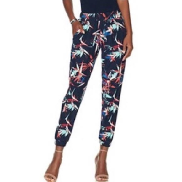 G By Giuliana‎ Red Blue White Tropical Print Jogger Pant Size 2 - Picture 2 of 5